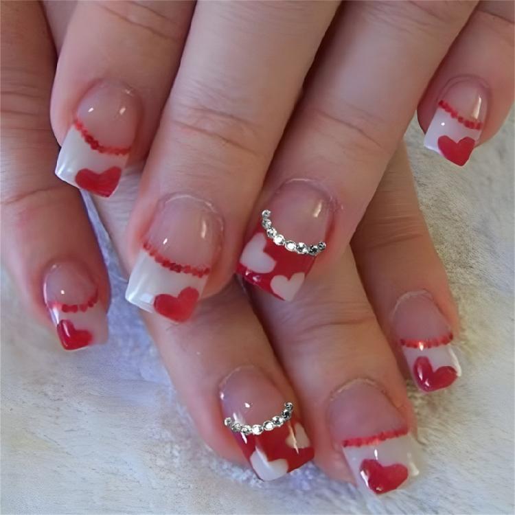

24 Pieces Valentine s Day Press on Nail Full Cover Love Heart Glittering False Nail for Women Manicure Nai Decoration 1