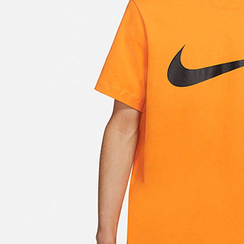 Nike Large Logo Print Crew Neck T-Shirt Men Tops Orange BV0628-833