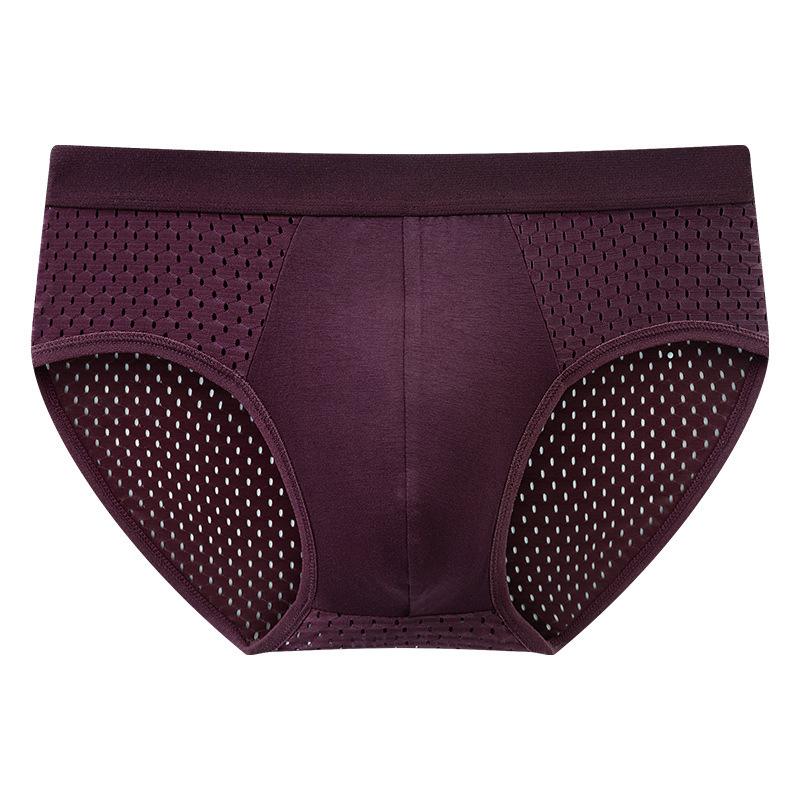 

Быстросохнущие сетчатые трусы Ice Silk для мужчин из модала, дышащие летние освежающие сетчатые брюки, ультратонкие 5XL вино красного