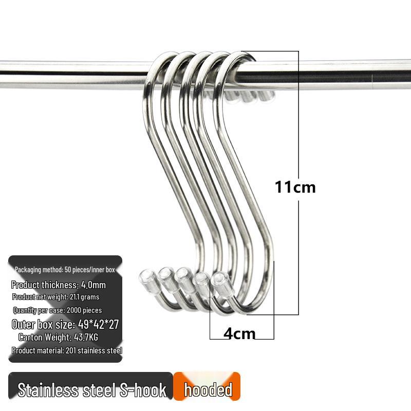 Solid Stainless Steel S-Shaped Kitchen Hooks – Multi-Functional & Thickened Design