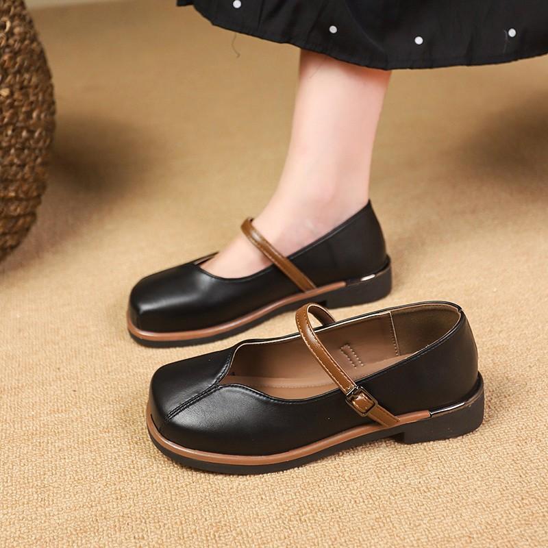 

Черные туфли на плоской подошве для женщин с квадратным носком на платформе с британским стилем Оксфорды Летние новые криперы Преппи Кожаные туфли Мэри Джейн 35 чёрный