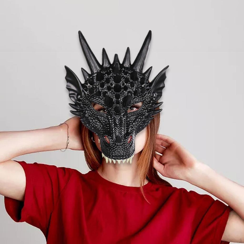 Maska smoka 3D Maski dinozaura Straszna Uniwersalna Akcesoria do kostiumu na Halloween Półtwarz Cosplay