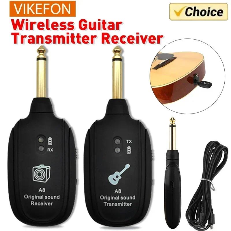 VIKEFON UHF Guitar Wireless System Transmitter Receiver Built In Battery 50M Original Sound Transmission Range For Guitar Bass