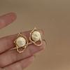 Silver Needle Retro Flower Pearl Earrings French Niche Stud Earrings Light Luxury High-end Earrings Women
