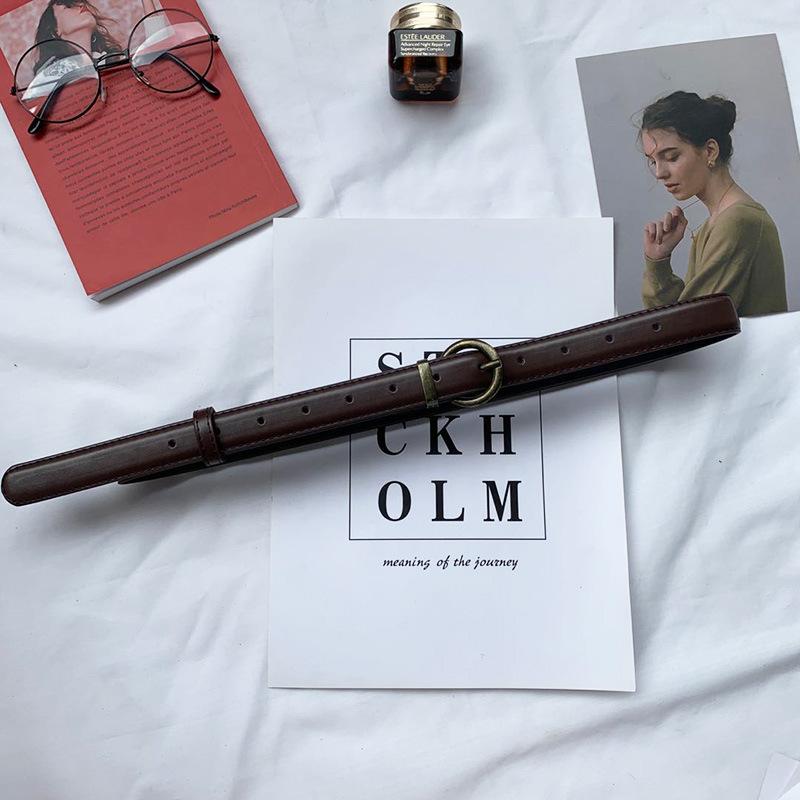 

Новый женский тонкий ремень в стиле ретро, ​​простой и универсальный пряжка с узкими краями, модный декоративный джинсовый ремень 105cm