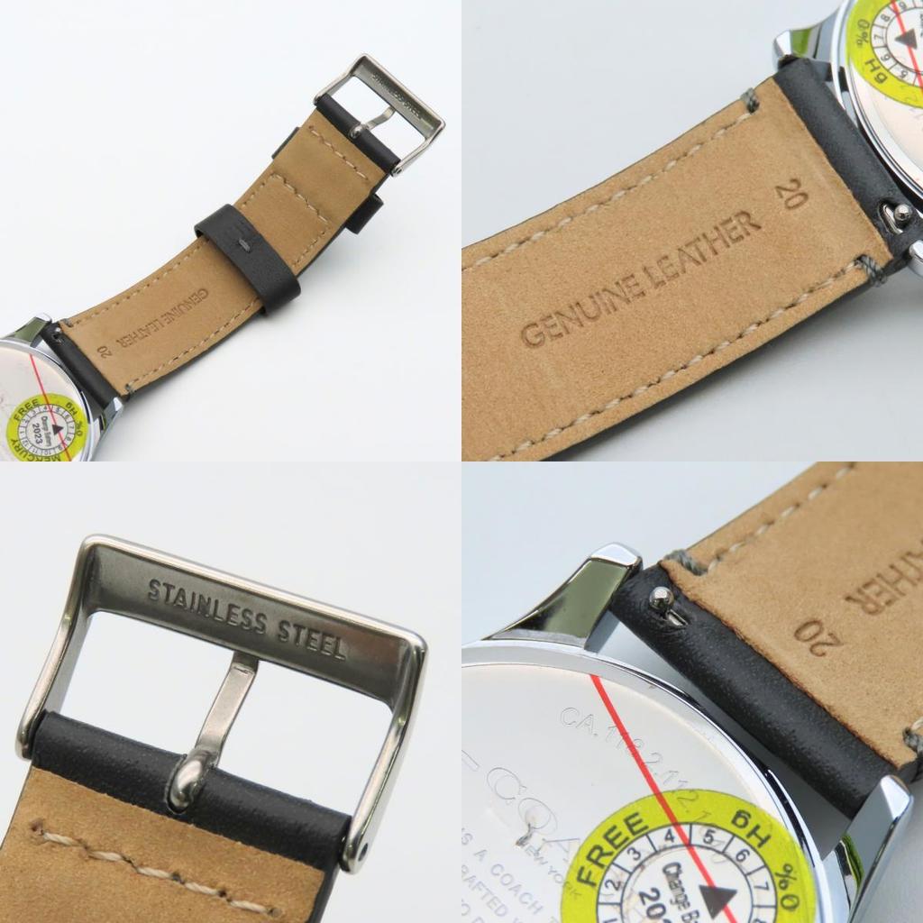 Used COACH Watches Baxter CA.118.2112.1640 Signature Stainless Steel/leather Silver Dark gray