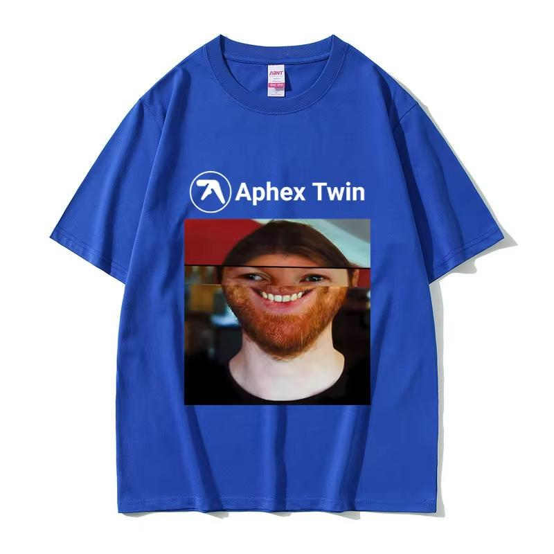 Sänger Aphex Twin Gesicht Lustiges Meme T-Shirt Herren Damen Mode Vintage Oversized Streetwear Unisex Lässig Weiche Baumwolle T-Shirts Oberteile