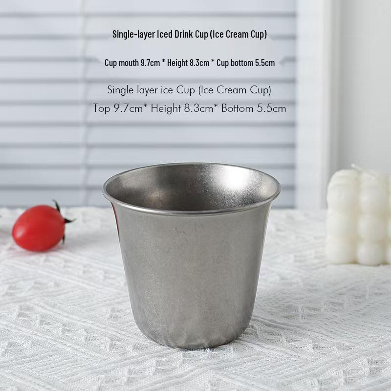 Retro American Frosted Stainless Steel Wine Glass & Coffee Cup with Thickened Rim - Industrial Style 360ml