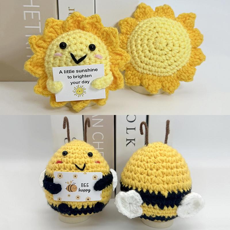 Cute Handwoven Positive Energy Duck Ornaments Bee Sunflower Crochet Ornament Room Decor Gift for Guests Car Interior Accessorie