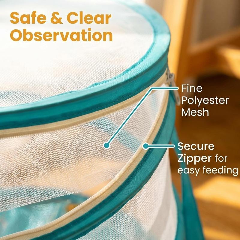 Butterfly Cage - Collapsible Bug Catcher Tent with Zip Lightweight Insect Habitat for Garden Outdoor Exploration and Nature Discovery