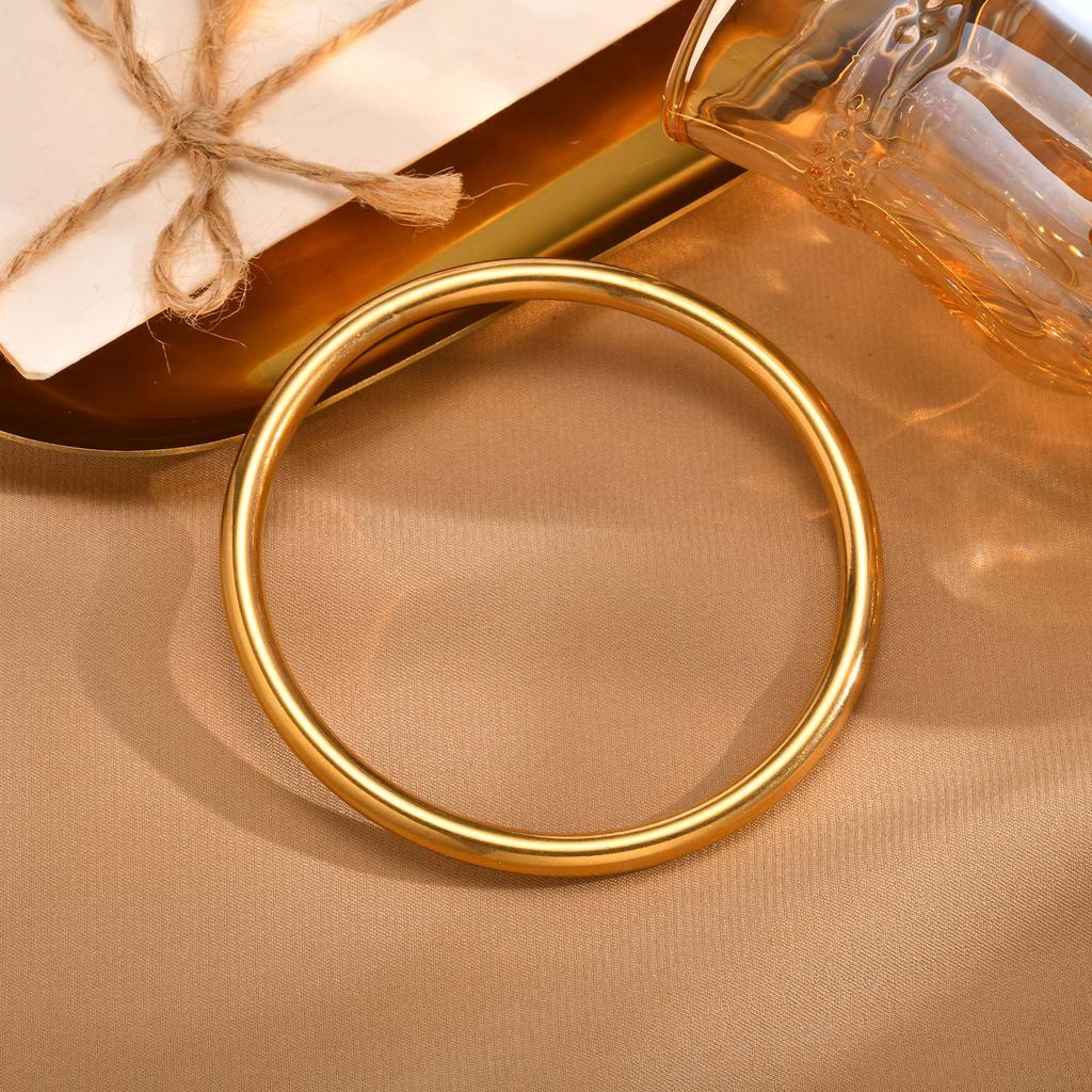 Stainless Steel Polished Cuff Bracelet for Women Silver Gold Color Wristband Plain Slip Bangle Stackable Bracelets Chic Jewelry
