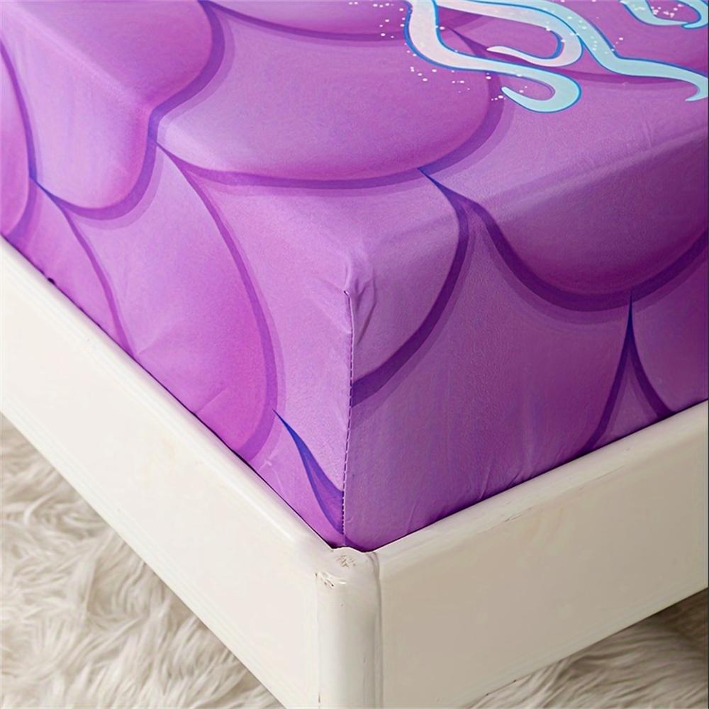 3pcs Cute Mermaid Ocean Printed Fitted Sheet, Soft Comfortable Bedding Set, For Bedroom, Guest Room 1*Fitted Sheet+2*Pillowcase