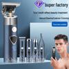 TEMU 5-in-1 Men's Grooming Kit: Electric Shaver, Hair Clipper, Eyebrow & Nose Trimmers, Replacement Heads