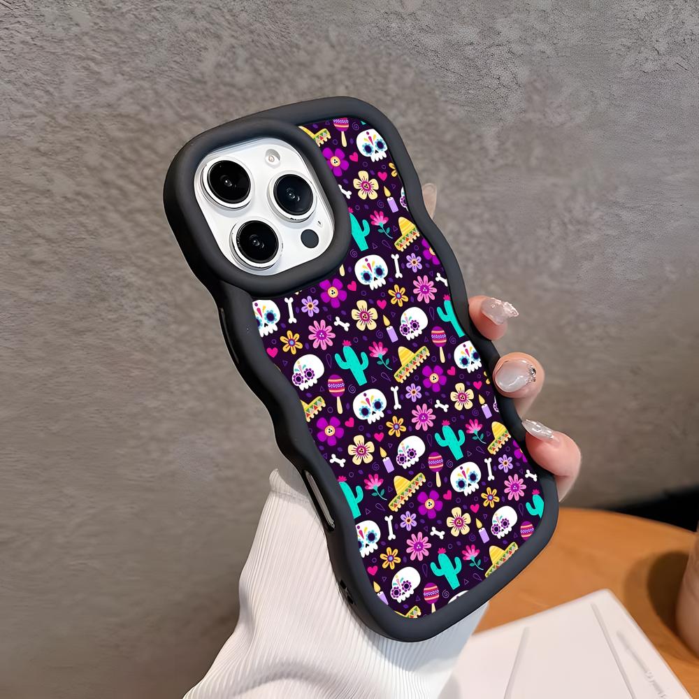 

Day of the Dead Wavy Edge TPU Mobile Phone Case for iPhone 17 16 15 14 13 12 11 Air Pro Max Plus Colorful Cover iPhone 15 Plus