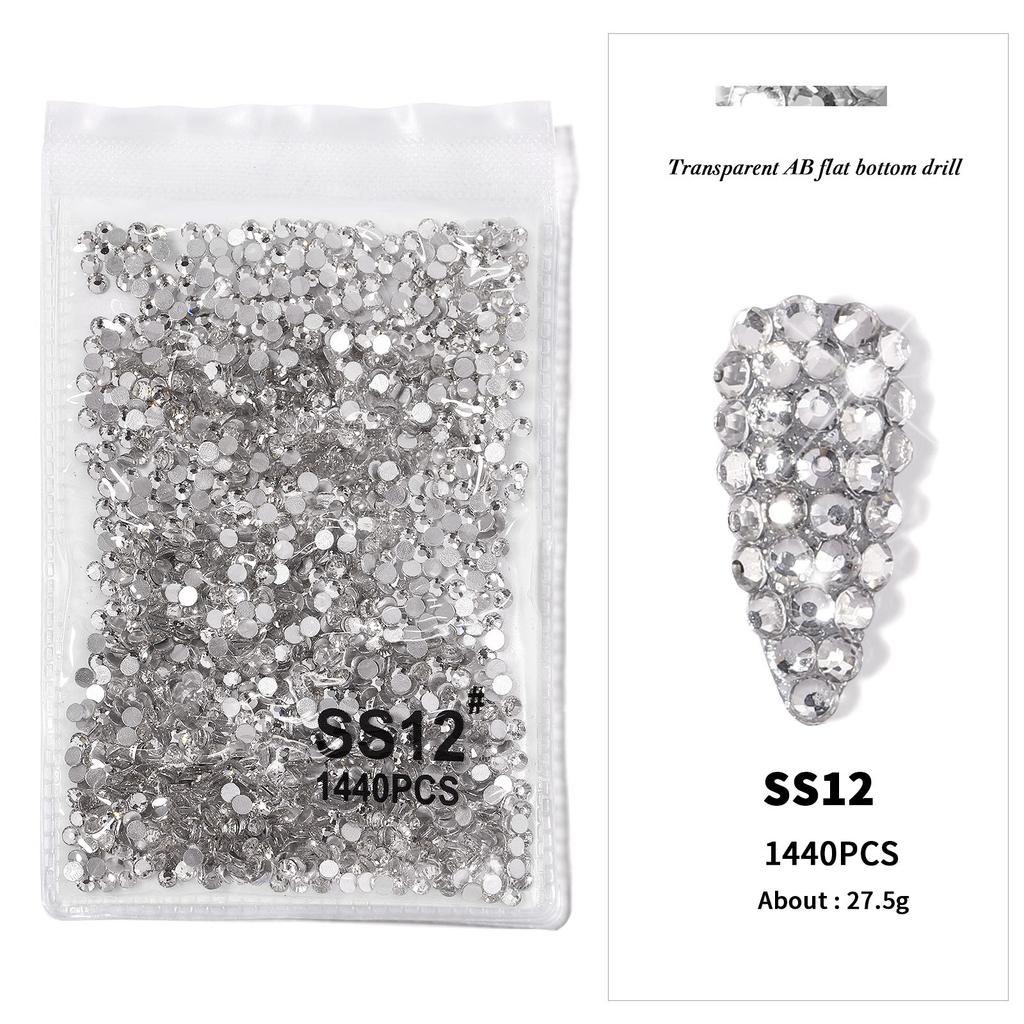 Nail Art Flat Bottom Drill Transparent Drill Ab Drill Nail Drill Diy Nail Ornament Nail Art Ornament Rhinestone