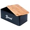 Black Metal Bamboo Bread Bin Kitchen Container for Bread
