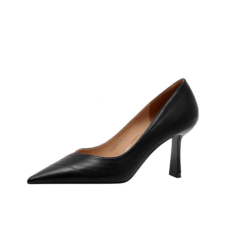 Genuine Leather Women Heels Luxury Brand Pumps Pointed Toe Shallow Office High Heels Fashion Elegant Party Ladies Wedding Shoes