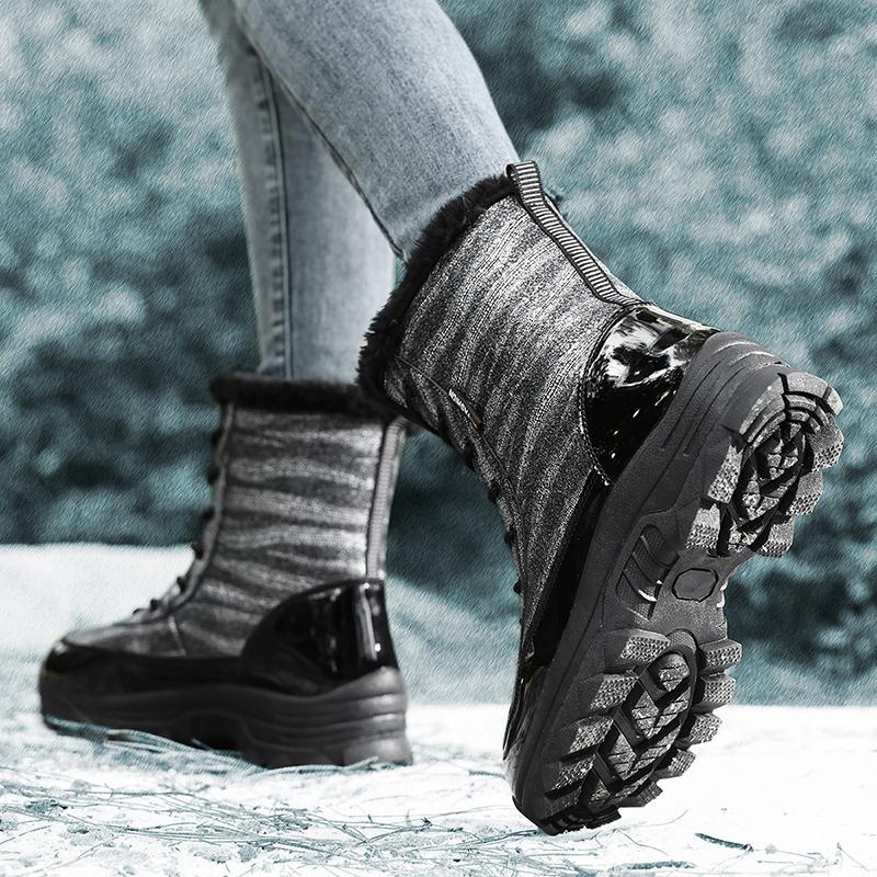 TUINANLE Cotton Shoes for Women Winter Boots Plush Warm Snow Boots Non-slip Thick Sole Female Mid-calf Bling Shoes