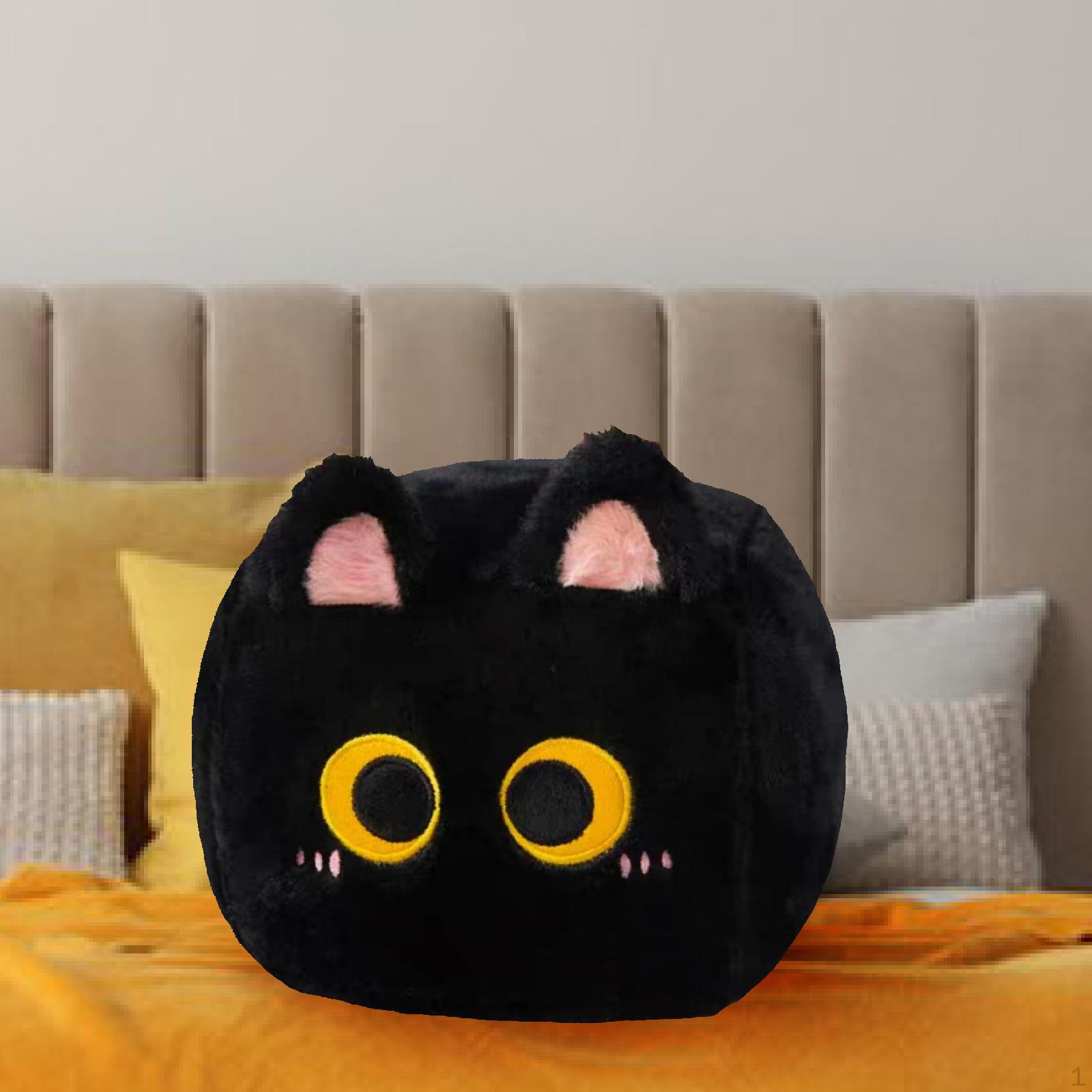 

Cat Plush Pillow Stuffed Animal Cushion Cute, Home Decor,Cat Toy Throw for Black S