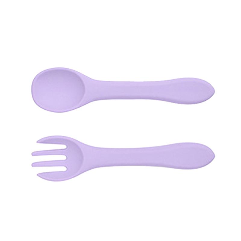 Multi-Color Silicone Baby Fork & Spoon Set - Teething-Friendly Training Cutlery