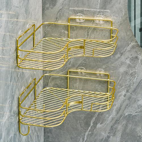 Golden Bathroom Triangle Storage Rack Corner Wall Mounted Washbasin Bathroom Storage Rack Bathroom Accessories Corner Shelf