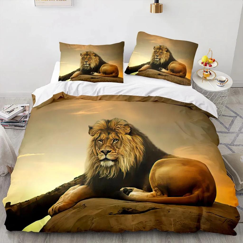 Set Biancheria da Letto Animale Leone Fresco Biancheria da Letto Animale Decorazione per la Casa Singolo Matrimoniale Twin Size Per Ragazzi Ragazze Bambini Adulti Set Copripiumino Leone