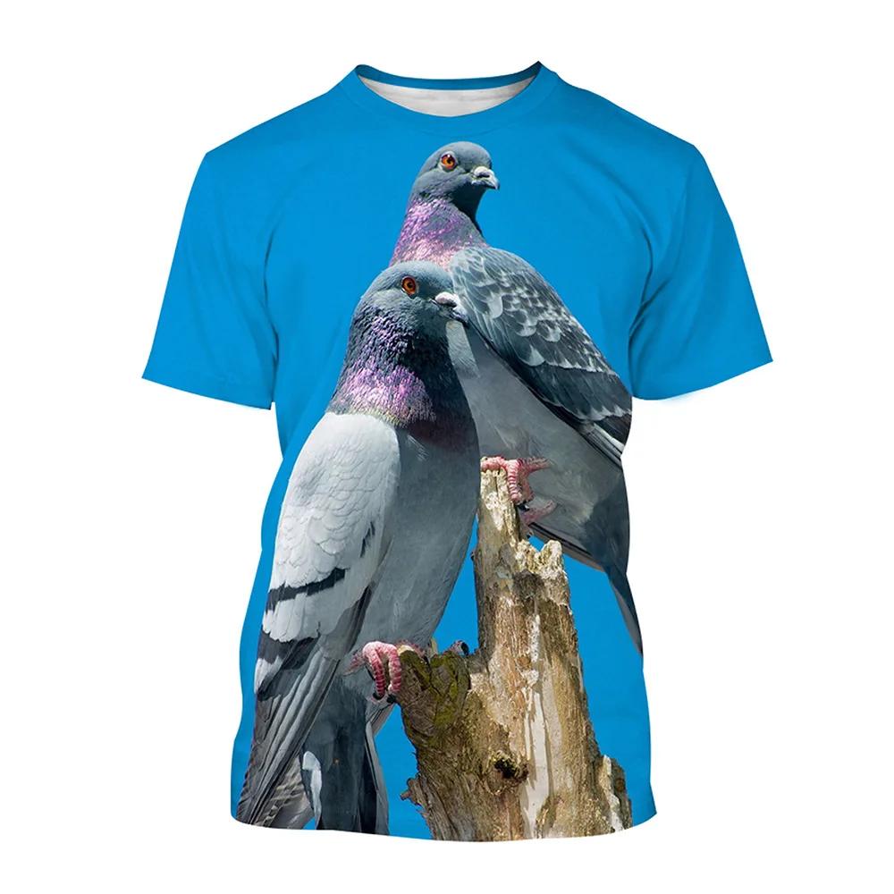 Pigeon Wildlife Portrait Nature Scene 3D All Over Print Short Sleeve T-Shirt Casual Top