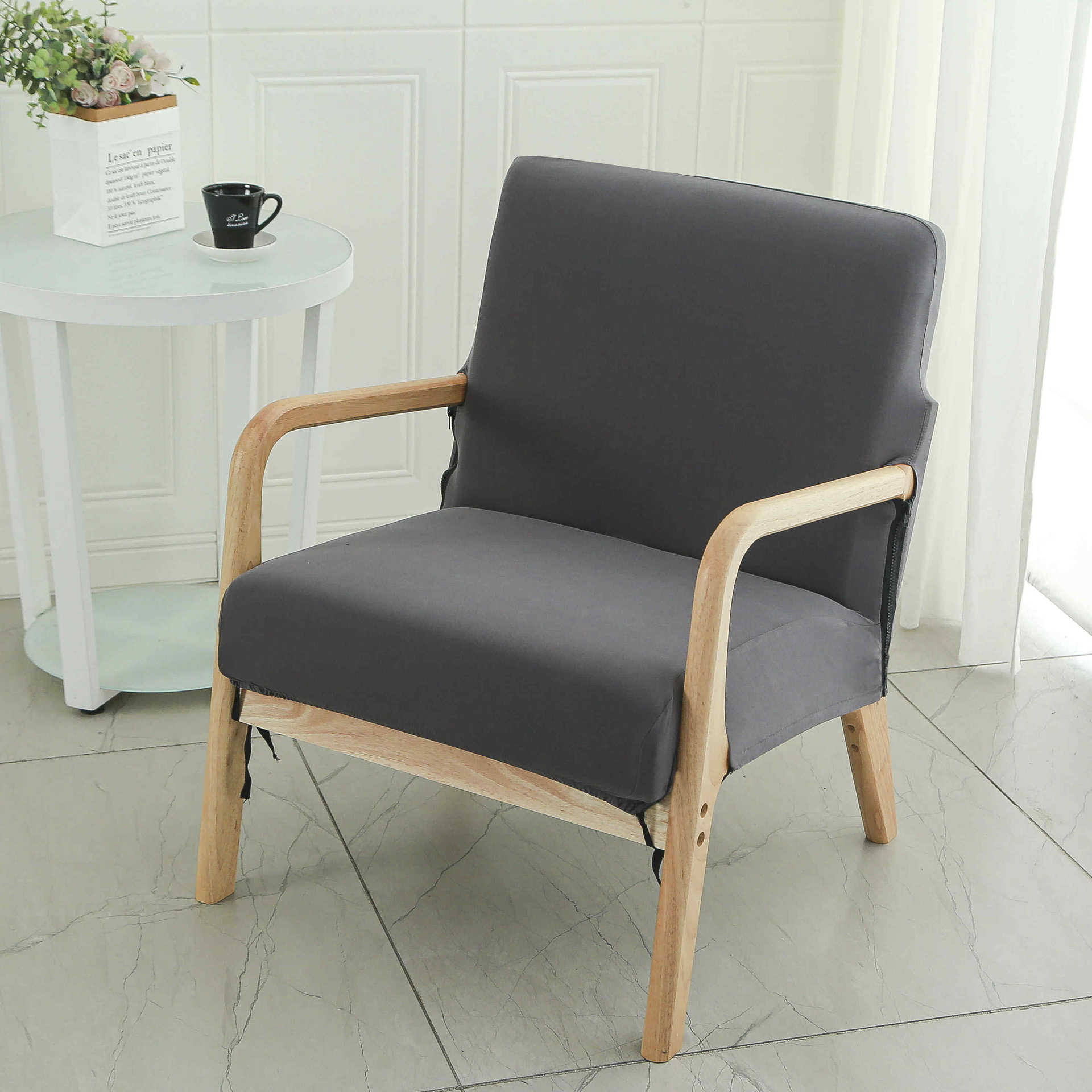 

Одинарний Простий Маленький Апартамент Еластичний Диванний Комплект Все включено Інтернет-кафе Кафе Квадратний Чохол для Дивана Тканина Дерев яний Чохол для Стільця 40*40cm