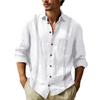 Spring/Autumn New Arrival Solid-Colour Cotton-Linen Blend Patchwork Collar Long-Sleeved Casual Men's Shirt