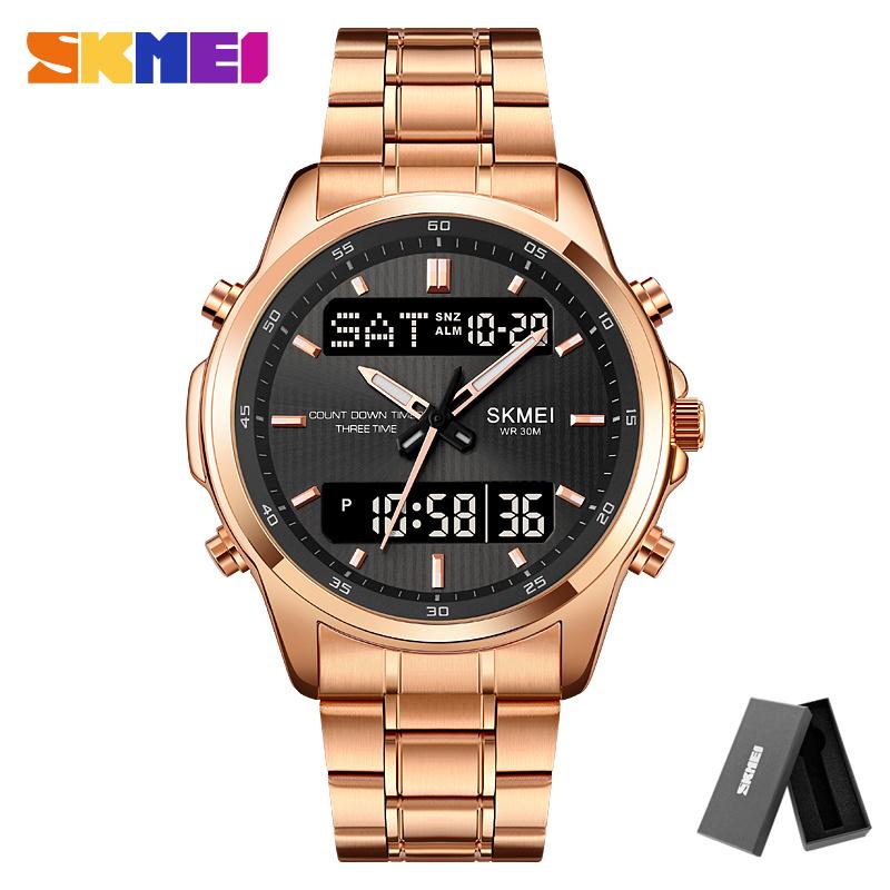 SKMEI 2049 Alarm Clock relogio masculino 3 Time Countdown Timer Digital Wristwatches Mens Back Light Sport Watch Waterproof