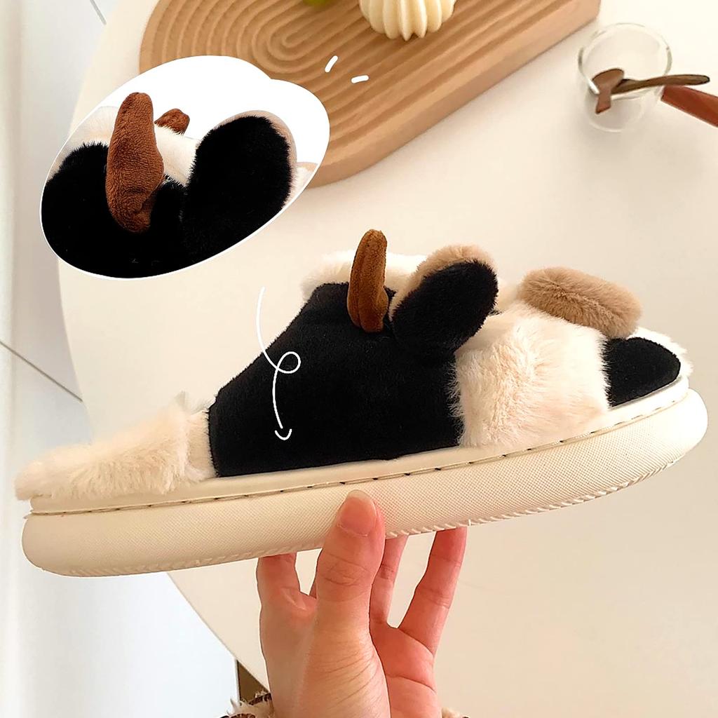 FakeFace Tier Zimmer Hausschuhe mit flauschigen Indoor Schuhen für den Herbst und warme Hausschuhe mit Fleece Niedliche Zimmer Hausschuhe für Damen und Dick Geeignet für und