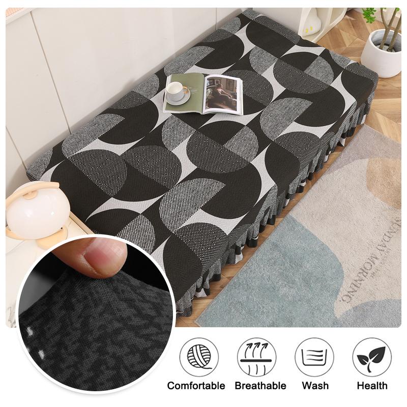 Stretch Armless Futon Cover with Skirt Printed Folding Sofa Bed Cover Washable Sofa Couch Cover Furniture Bed Protector S M L