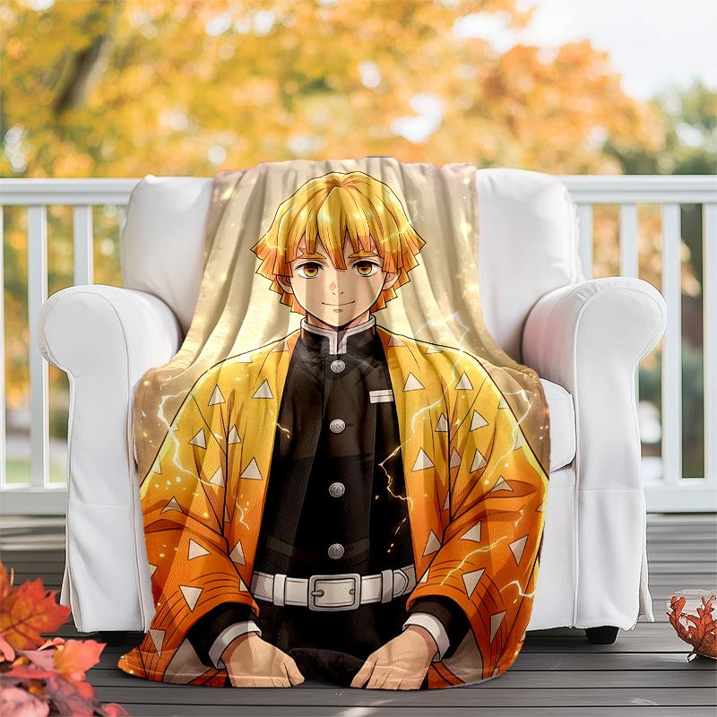 1pc Agatsuma Zenitsu (3) Theme Blanket - Digital Print, Polyester, Cozy for All Seasons, Perfect for Outdoor, and Travel