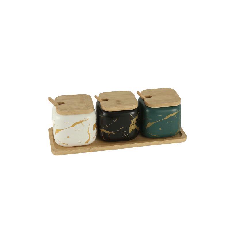 Qianxing Keramik 3-teiliges Gewürzglas-Set (2er-Pack)