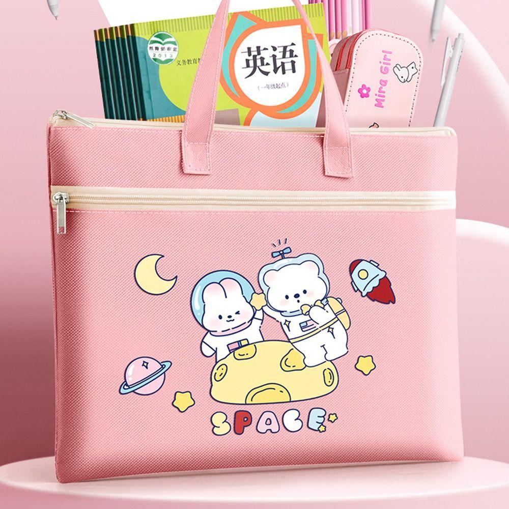 Doppellagige Tragetasche für die Schule, Canvas-Aktentasche, süße A4-Aktentasche, Lernbedarf