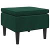 Footstool with Wooden Legs Dark Green Velvet
