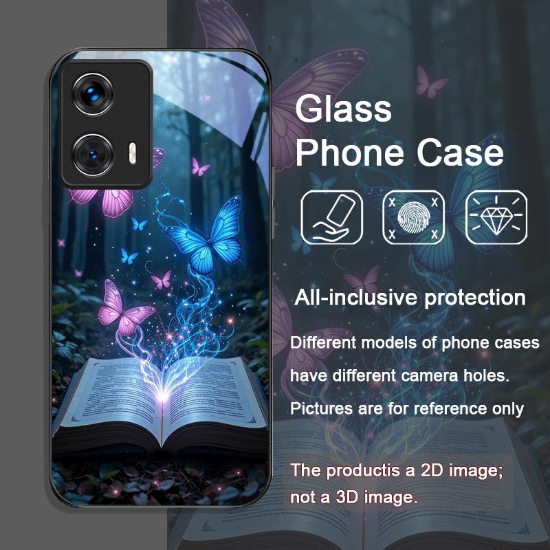 Beautiful Forest Butterfly Book Printed Tempered Glass Phone Case for Motorola Moto G85 G84 G75 Edge 50 Fusion 40Neo 30Pro Cover