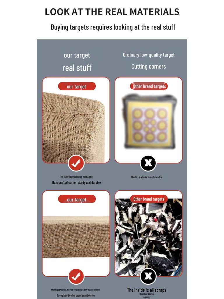 Square Straw Archery Target for Compound & Recurve Bows - Outdoor Competition Multi-spec Targets