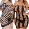 50KG-100KG Plus Size Sexy Fishnet Bodystocking Oversized Woman Underwear Open Bra Crothless Erotic Lingerie Women Costumes 5XL