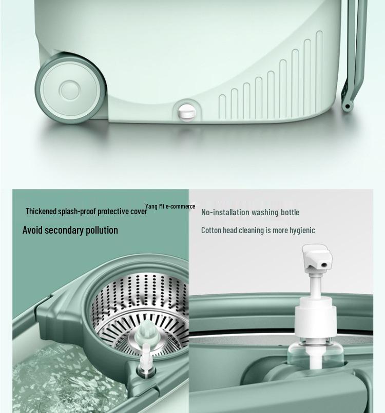 360° Spin-Dry Hand-Free Mop with Absorbent Cloth and Single Bucket