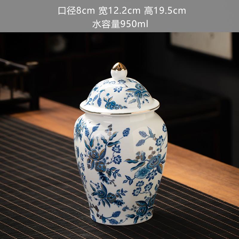 Blue and White Ceramic Sealed Jar Candy Coffee Storage General Jar Household Moisture-proof Tea Jars Tea Packaging Jars Tea Box