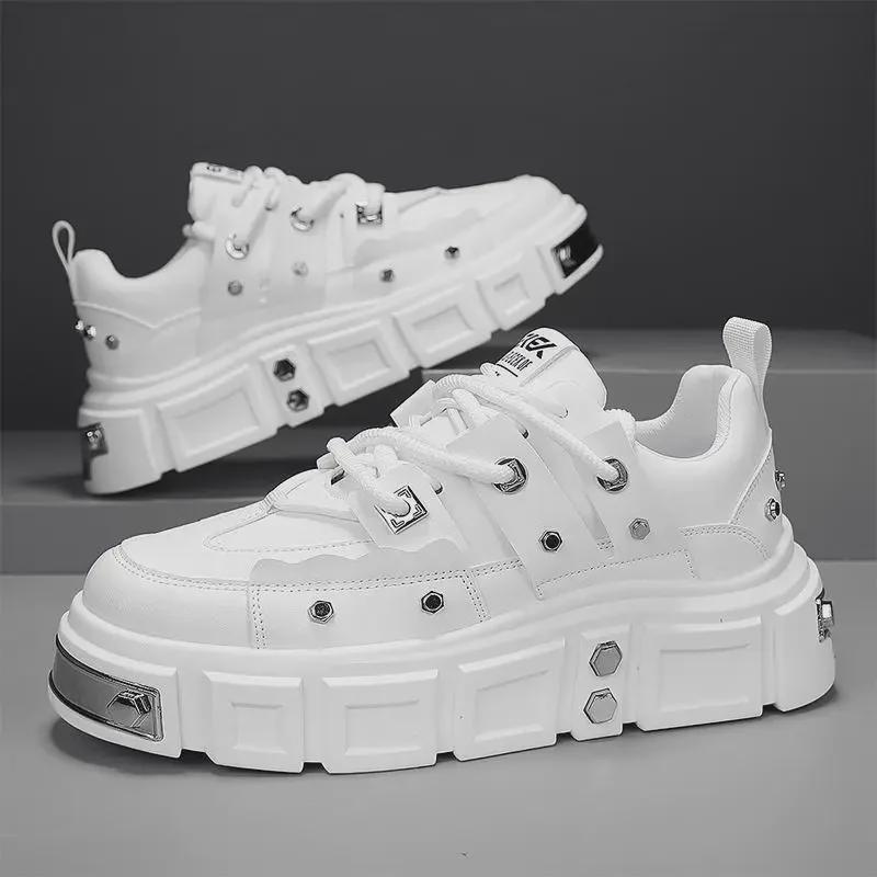 Daddy Shoes SS2024: Men's Thick Sole, Low-Top Casual Rivet Shoes - Korean Style