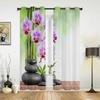 Flower Stone Pink Orchid Reflection White Curtains for Bedroom Living Room Drapes Kitchen Children Window Curtain Home Decor