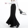 Women's Spring High Waist Elastic Fishtail Long A-line Skirt - Slimming, Large Hem, Hip-Hugging Design