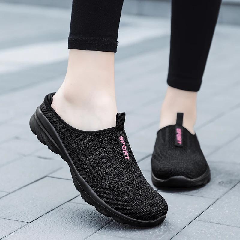 2025Breathable Light Women Shoes Casual Half Slippers Outdoor Flats Zapatos De Mujer Plus Size Quality Shoes for Woman Slippers