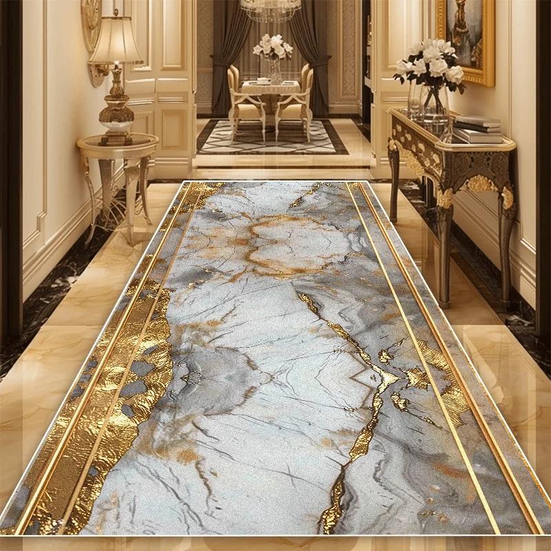 Luxury Marble Decoration Long Corridor Carpet Living Room Runner Rug Hotel Party Aisle Floor Mat Home Room Doorway Hallway Rugs