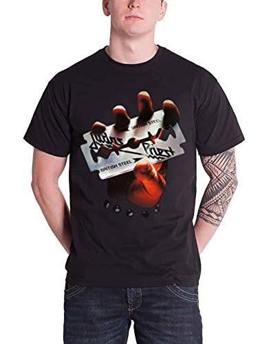 Judas Priest Unisexs British Steel Short Sleeve Tshirt Black Large S