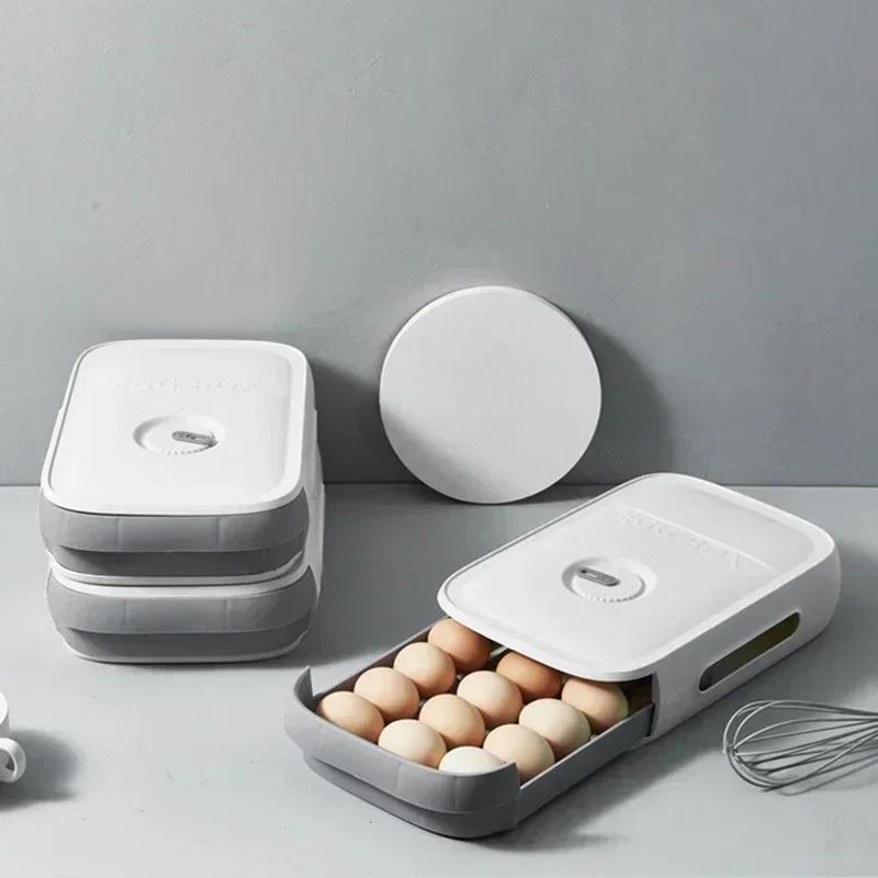 Drawer Type Egg Storage Box Refrigerator Storage Box Fresh Keeping Box Dumpling Boxs Household Eggs Holder Food Storage Kitchen
