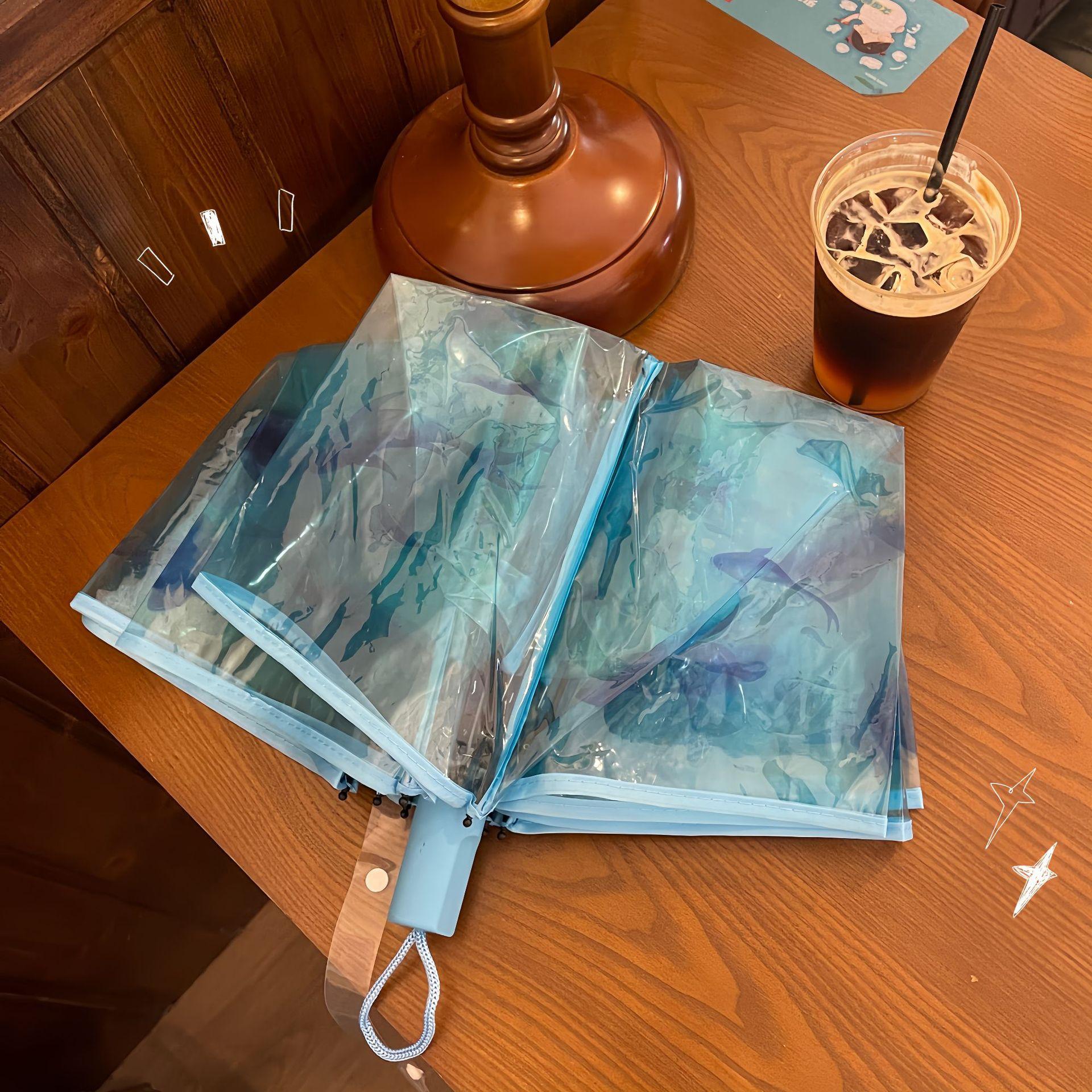2026 New Automatic Long Handle Thickened Windproof Transparent Umbrella Dreamy Sea Moon Jellyfish Design And Clean Style