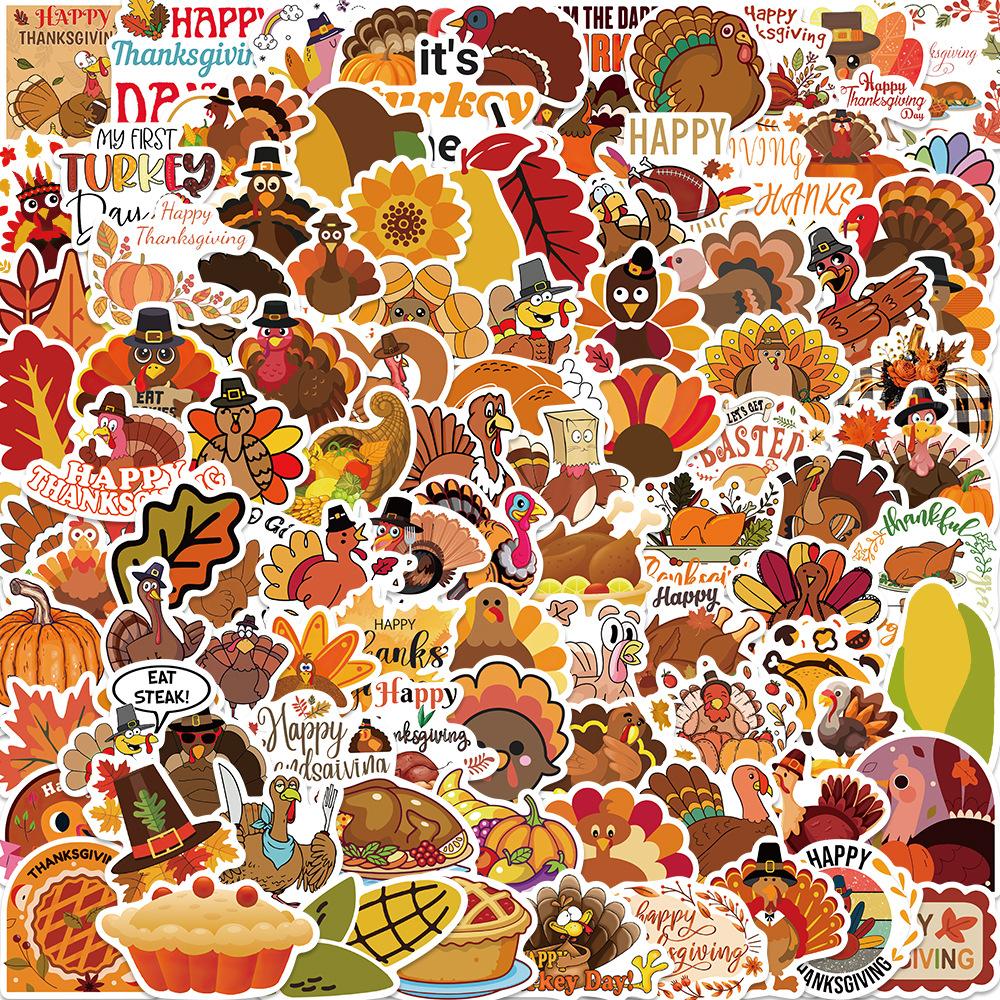 

100 Thanksgiving Turkey Graffiti Stickers Personalized DIY Decorative Computer Suitcase Waterproof